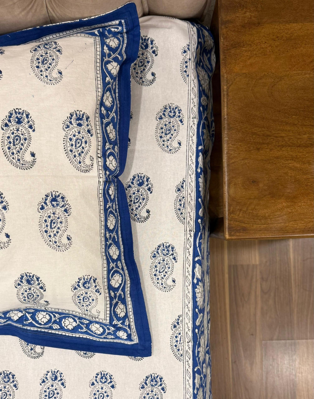 Blue Sapphire - Hand Block Printed Percale Cotton Bedsheet
