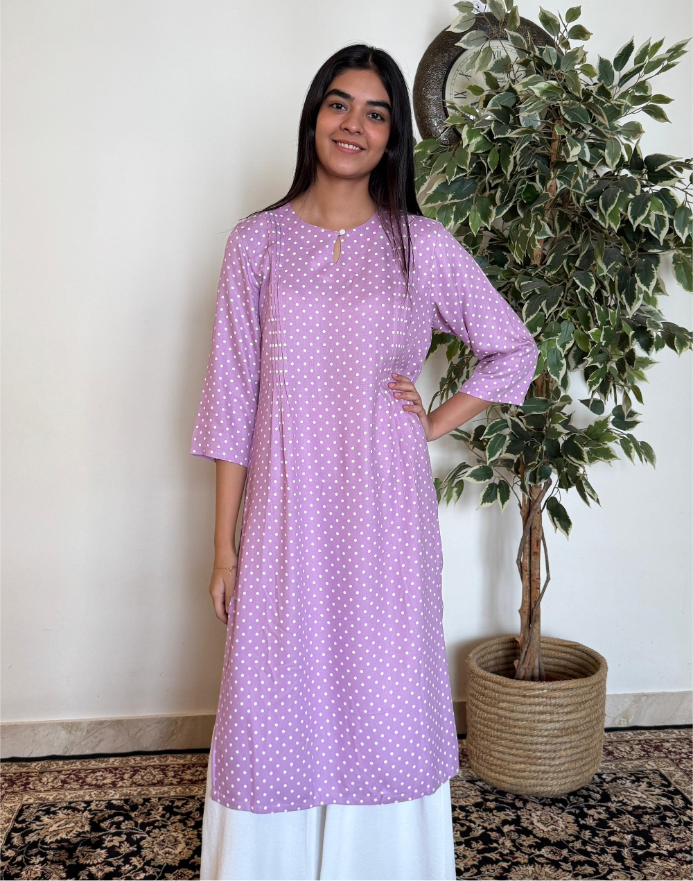 Purple Polka Dot Pintex Kurta