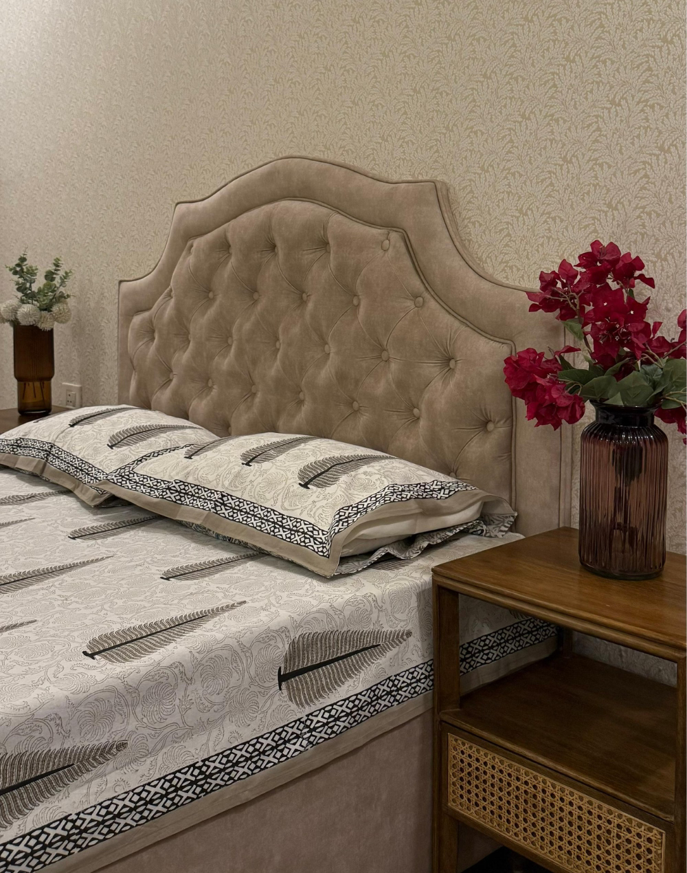 Desert Pine - Hand Block Printed Percale Cotton Bedsheet