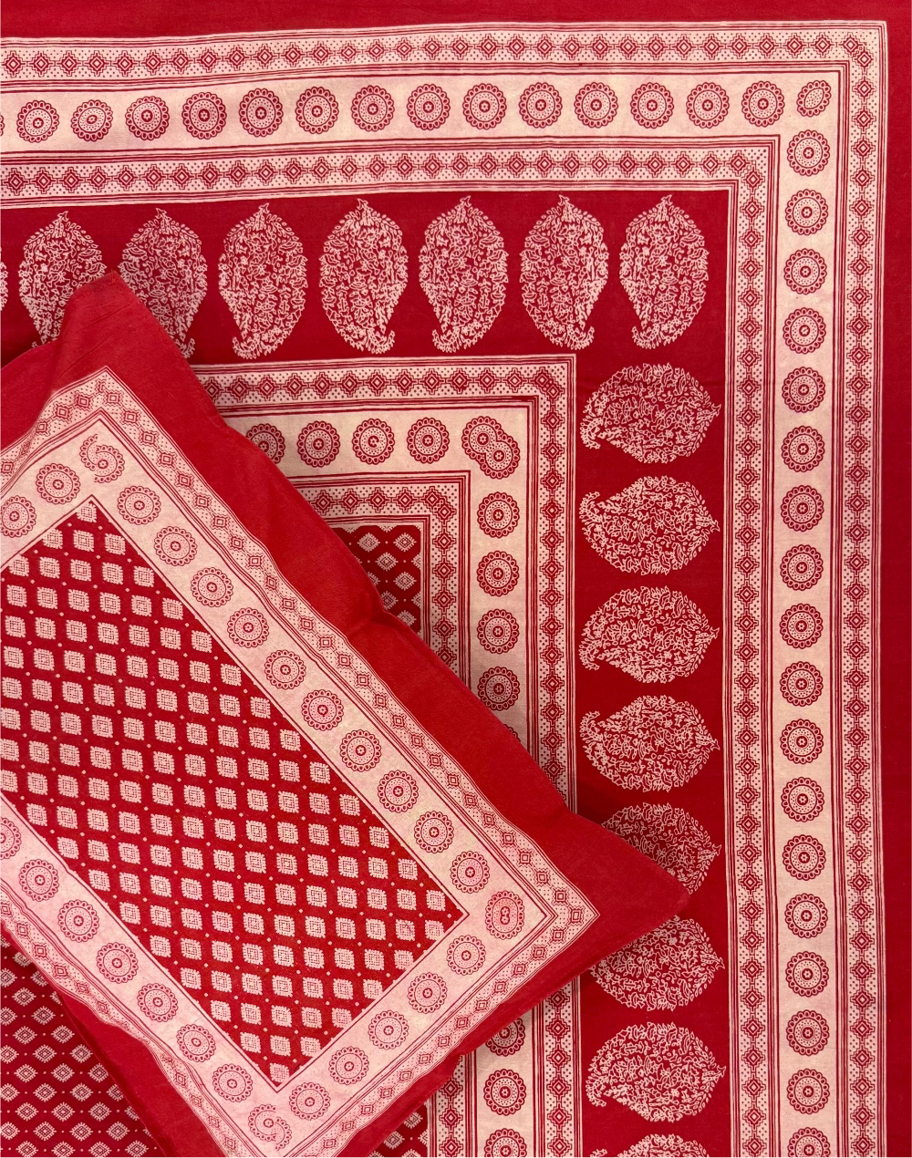 Red Reverence – Ajrak Hand Block Printed Cotton Bedsheet