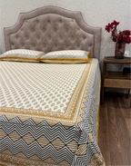 Mustard Mirage – Hand Block Printed Cotton Bedsheet