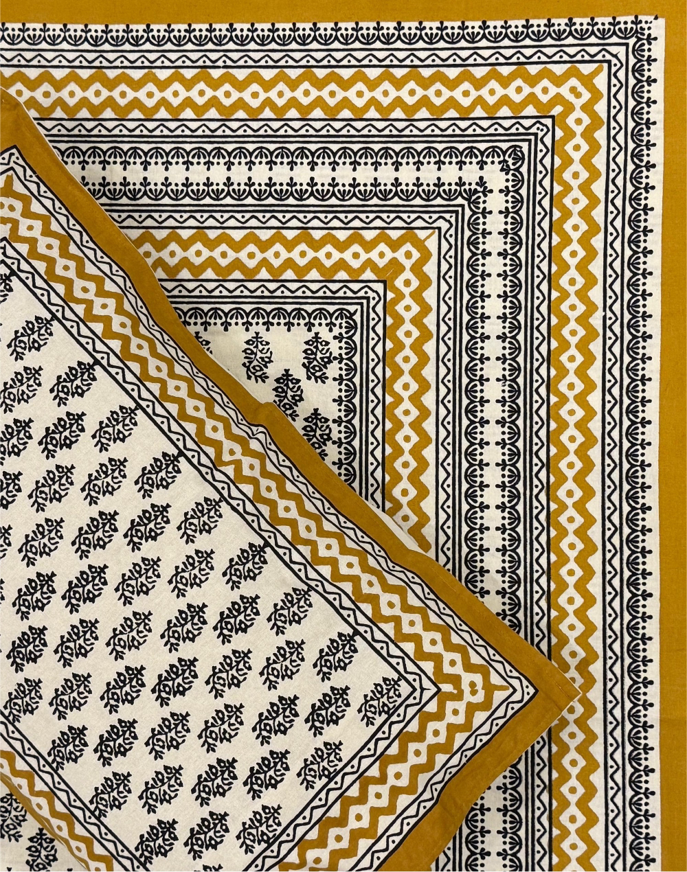 Mustard Muse – Hand Block Printed Cotton Bedsheet
