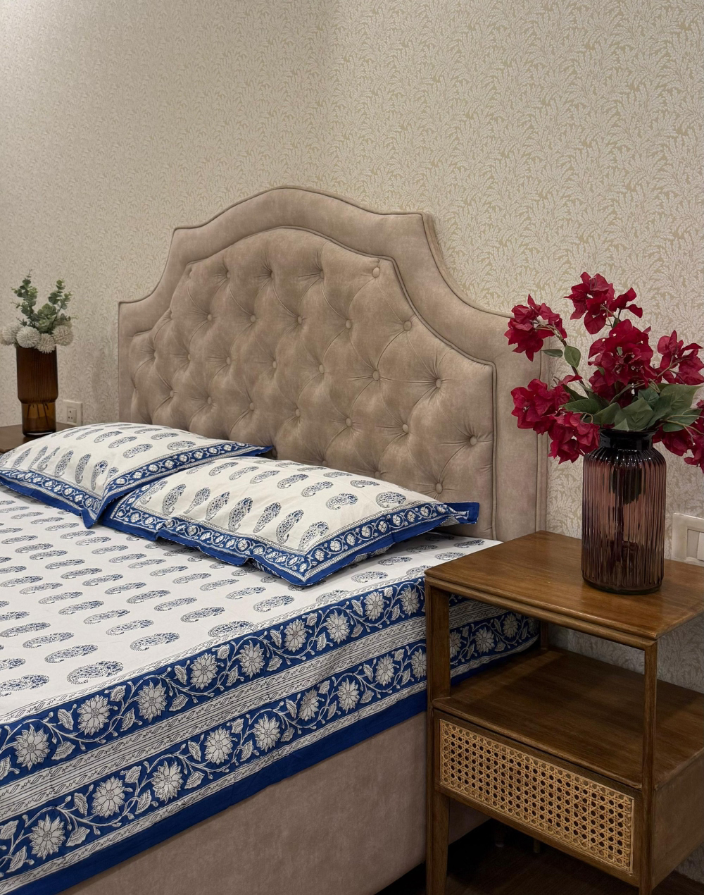 Blue Sapphire - Hand Block Printed Percale Cotton Bedsheet