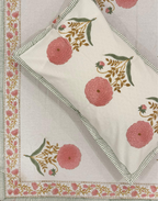 Coral Bloom - Hand Block Printed Percale Cotton Bedsheet