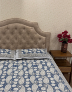 Blue Blossom – Hand Block Printed Cotton Bedsheet