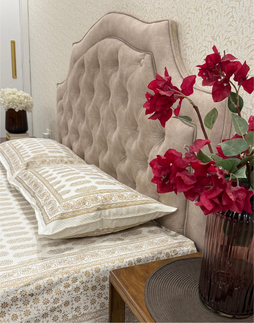 Golden Glimmer – Hand Block Printed Cotton Bedsheet
