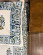 Delft Blue - Hand Block Printed Percale Cotton Bedsheet