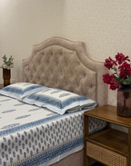 Blue Ivory - Hand Block Printed Percale Cotton Bedsheet