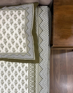Olive Mirage – Hand Block Printed Cotton Bedsheet