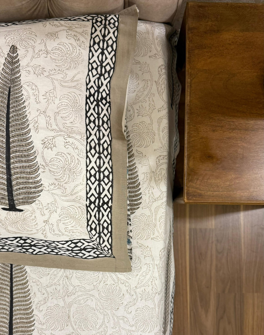 Desert Pine - Hand Block Printed Percale Cotton Bedsheet