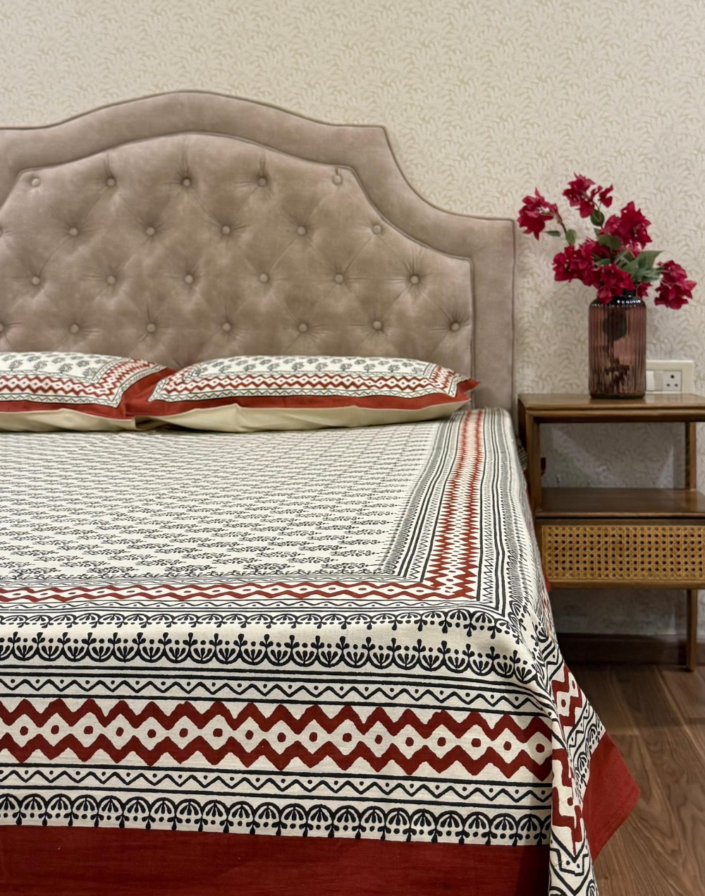 Oporto Opulence - Hand Block Printed Cotton Bedsheet