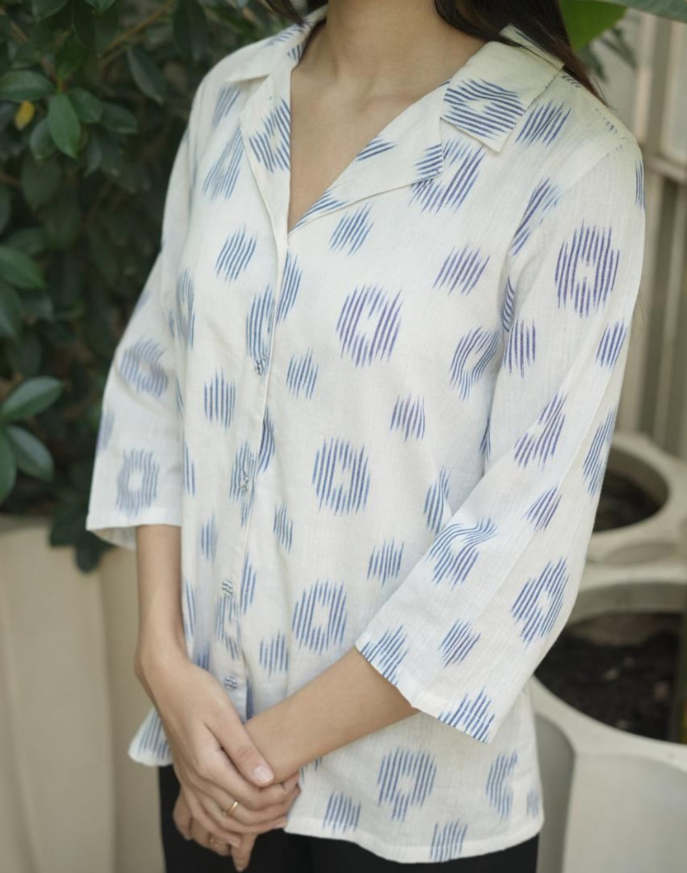 White Shirt - Ikat Cotton