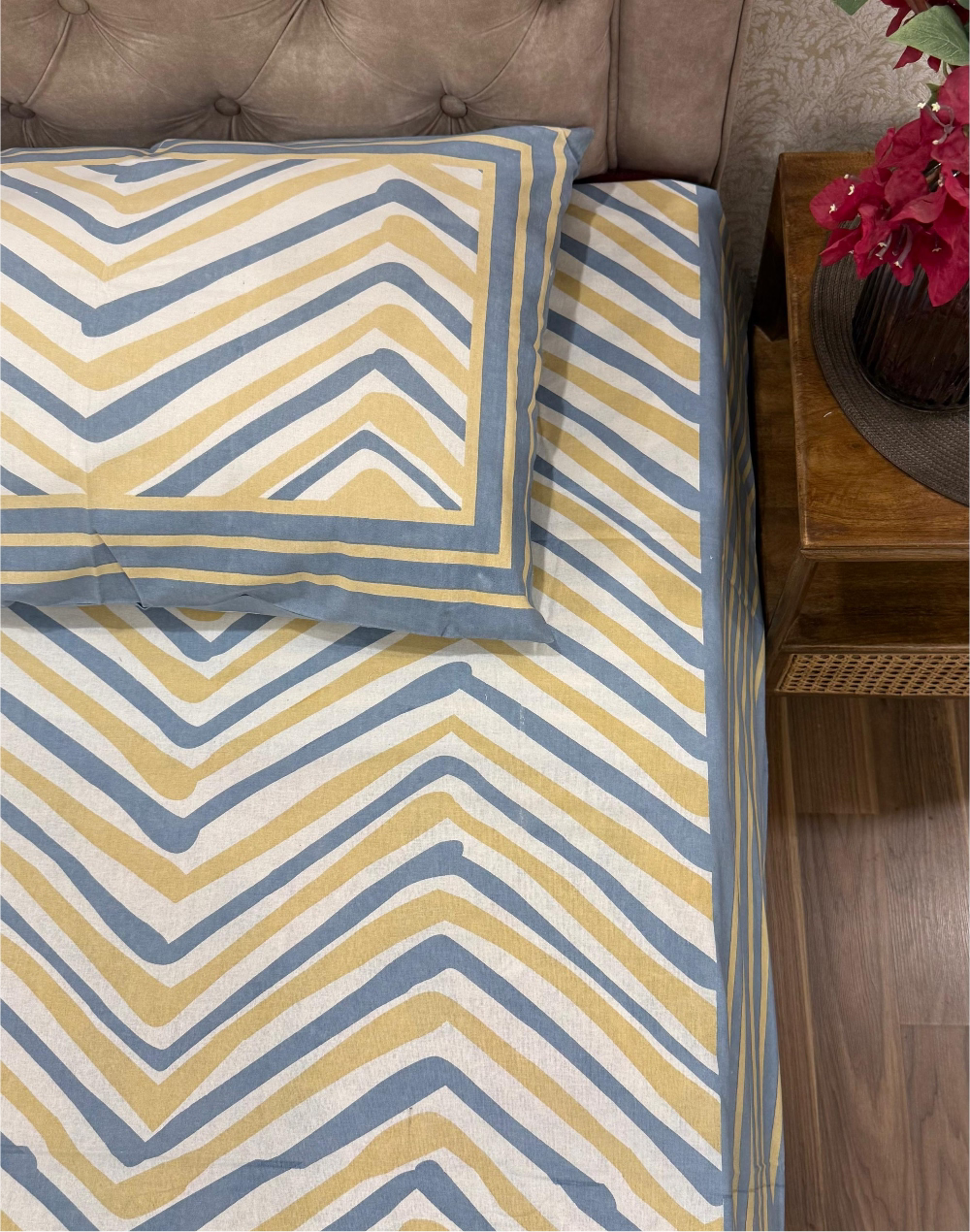 Chevron Calm – Hand Block Printed Cotton Bedsheet