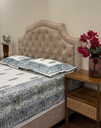 Delft Blue - Hand Block Printed Percale Cotton Bedsheet