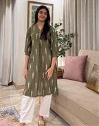 Olive Ikat Long Kurta