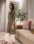 Olive Ikat Long Kurta