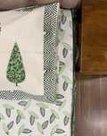 Emerald Pine Grove - Hand Block Printed Percale Cotton Bedsheet