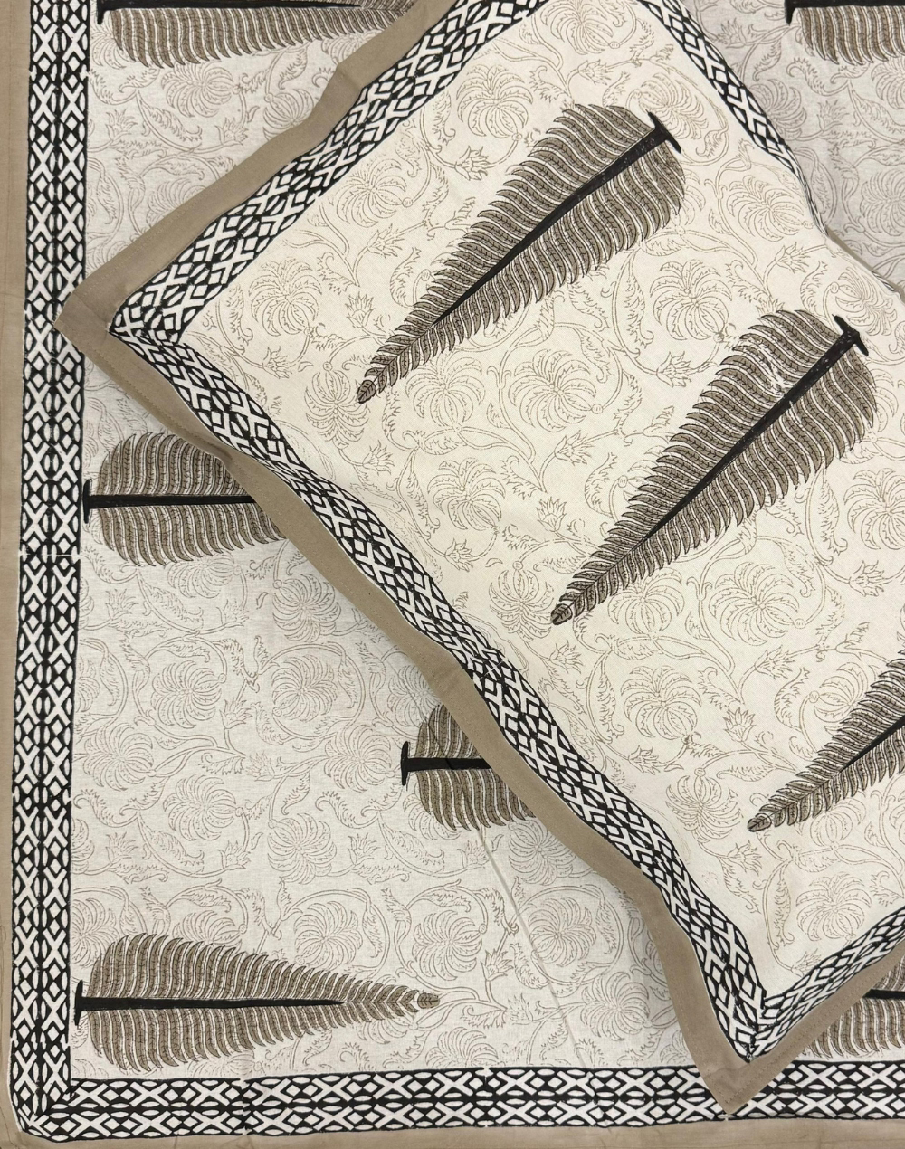 Desert Pine - Hand Block Printed Percale Cotton Bedsheet