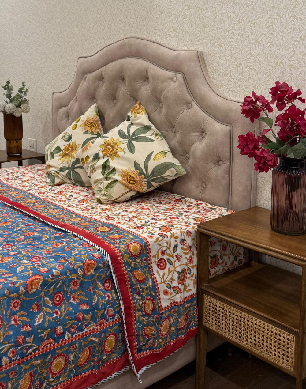 Royal Reverie - Reversible Block Printed Mulmul Comforter