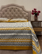 Mustard Muse – Hand Block Printed Cotton Bedsheet