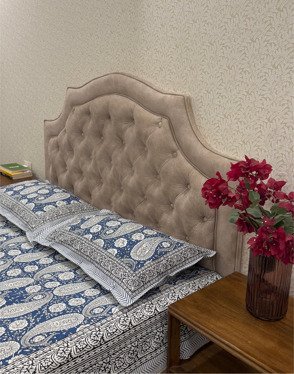 Blue Blossom – Hand Block Printed Cotton Bedsheet