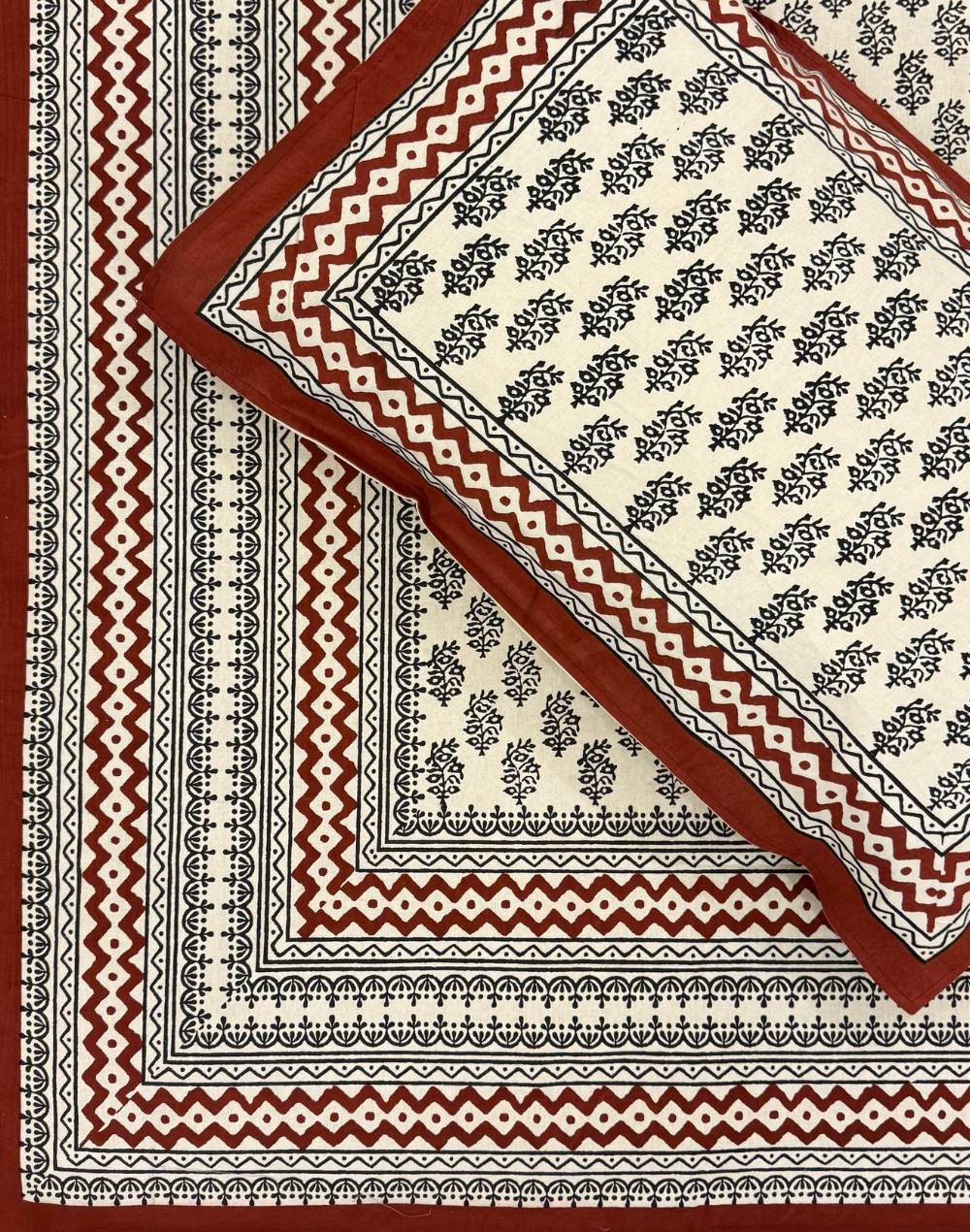 Oporto Opulence - Hand Block Printed Cotton Bedsheet