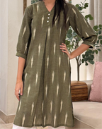 Olive Ikat Long Kurta