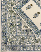 Delft Blue - Hand Block Printed Percale Cotton Bedsheet