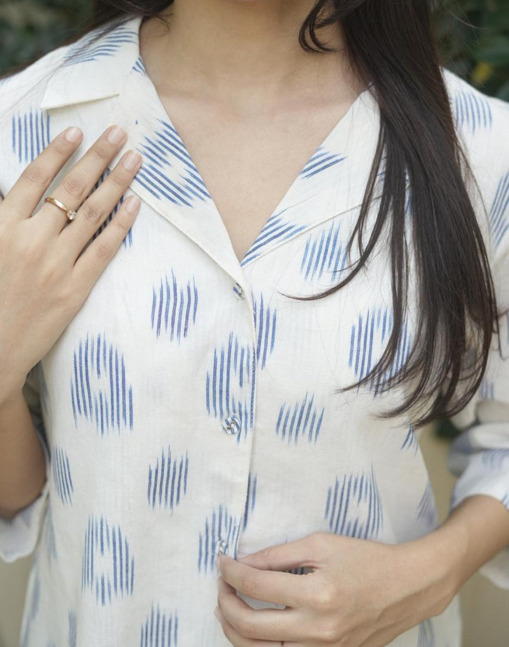 White Shirt - Ikat Cotton