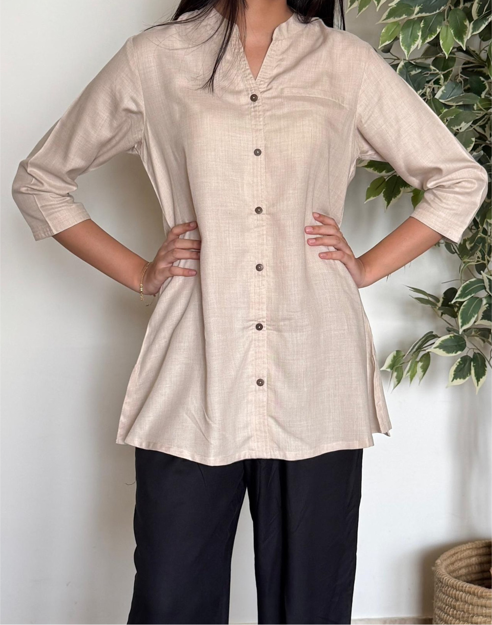Beige Short Kurta