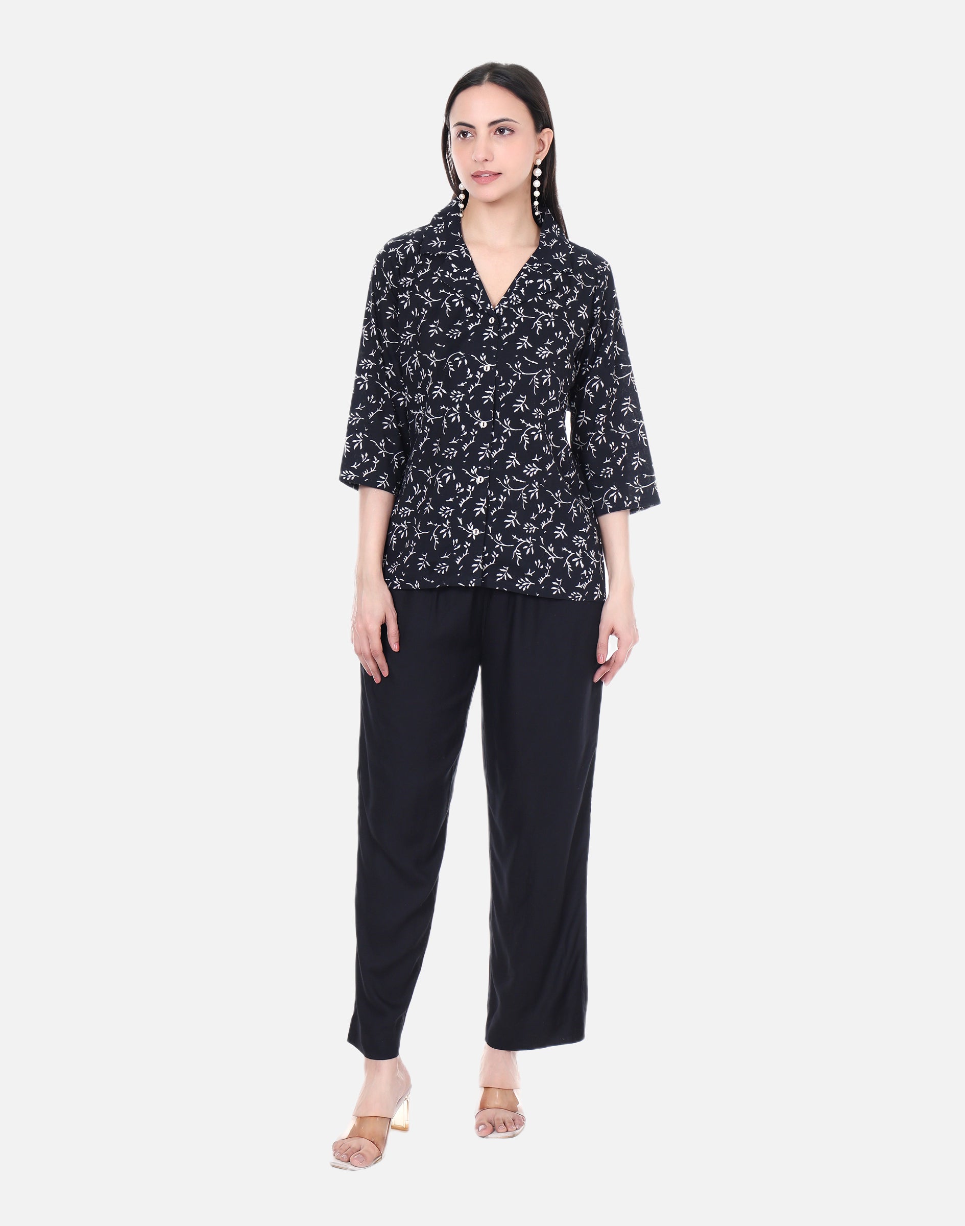 Black Shirt - Hand Block Print