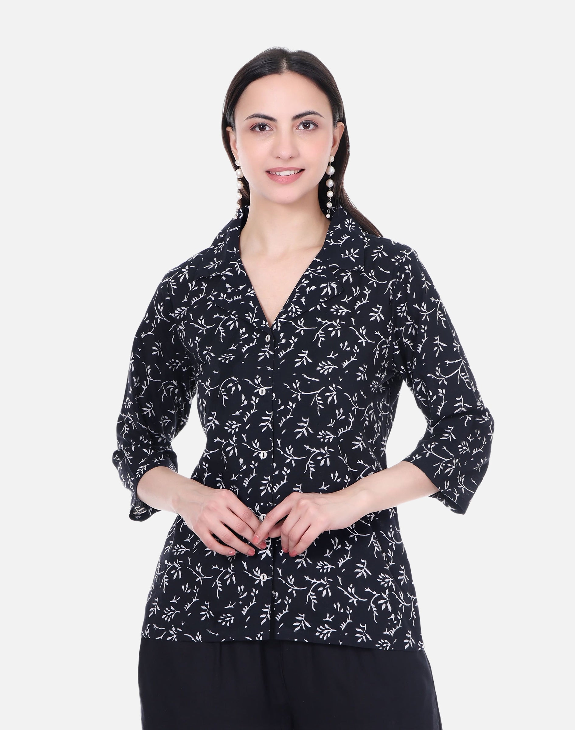 Black Shirt - Hand Block Print