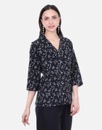 Black Shirt - Hand Block Print