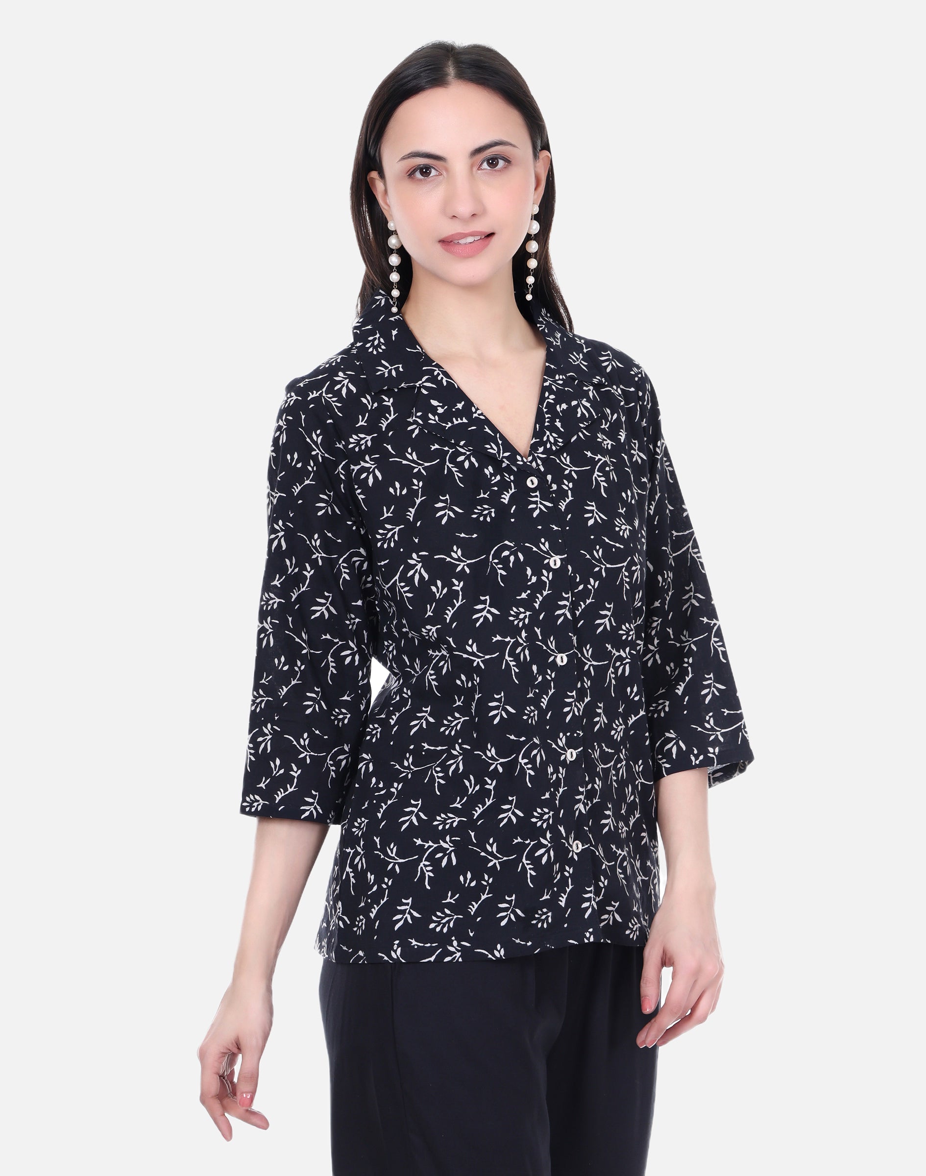 Black Shirt - Hand Block Print