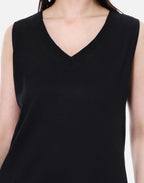 Black Mulmul Cotton Sleeveless Short Kurta