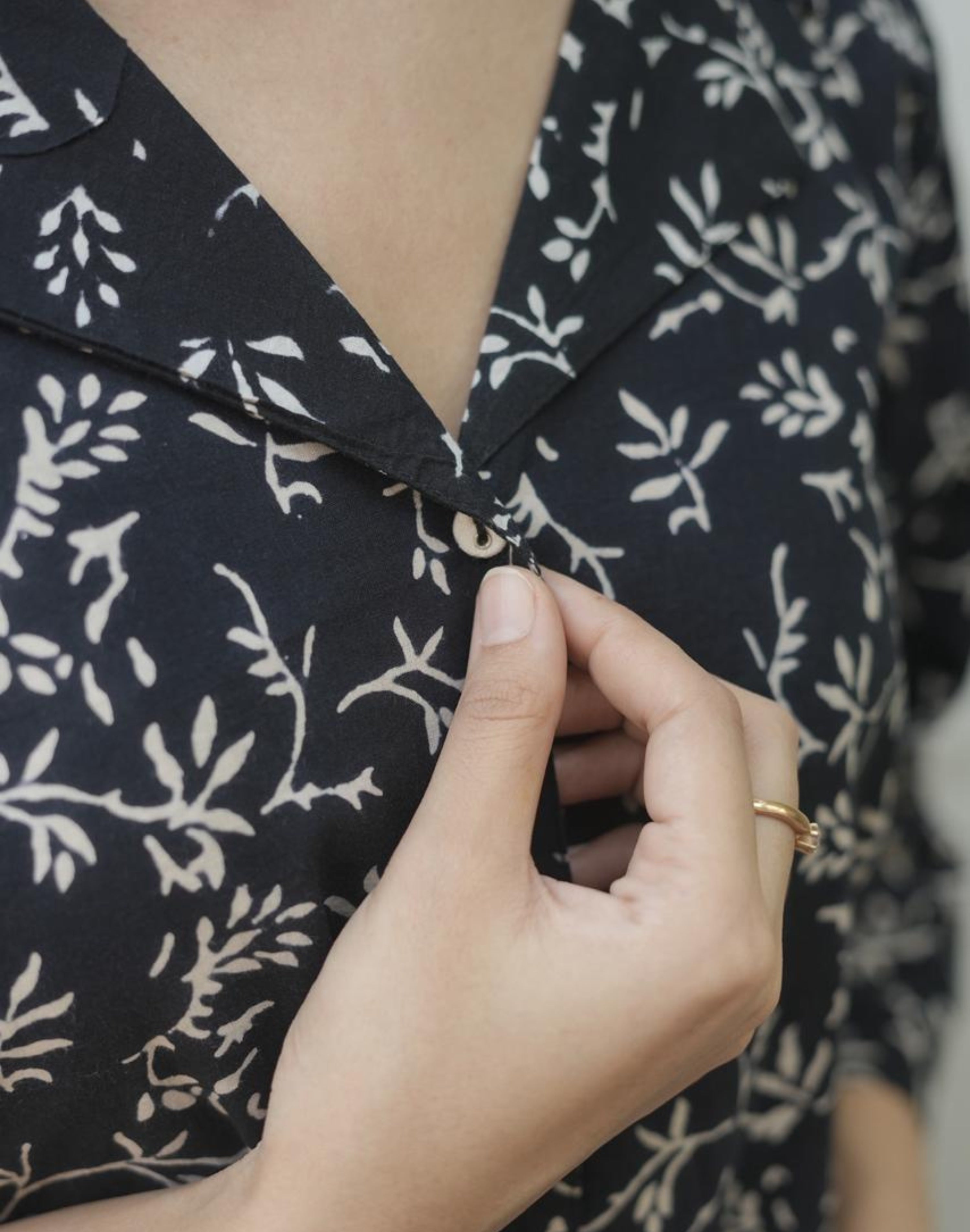 Black Shirt - Hand Block Print