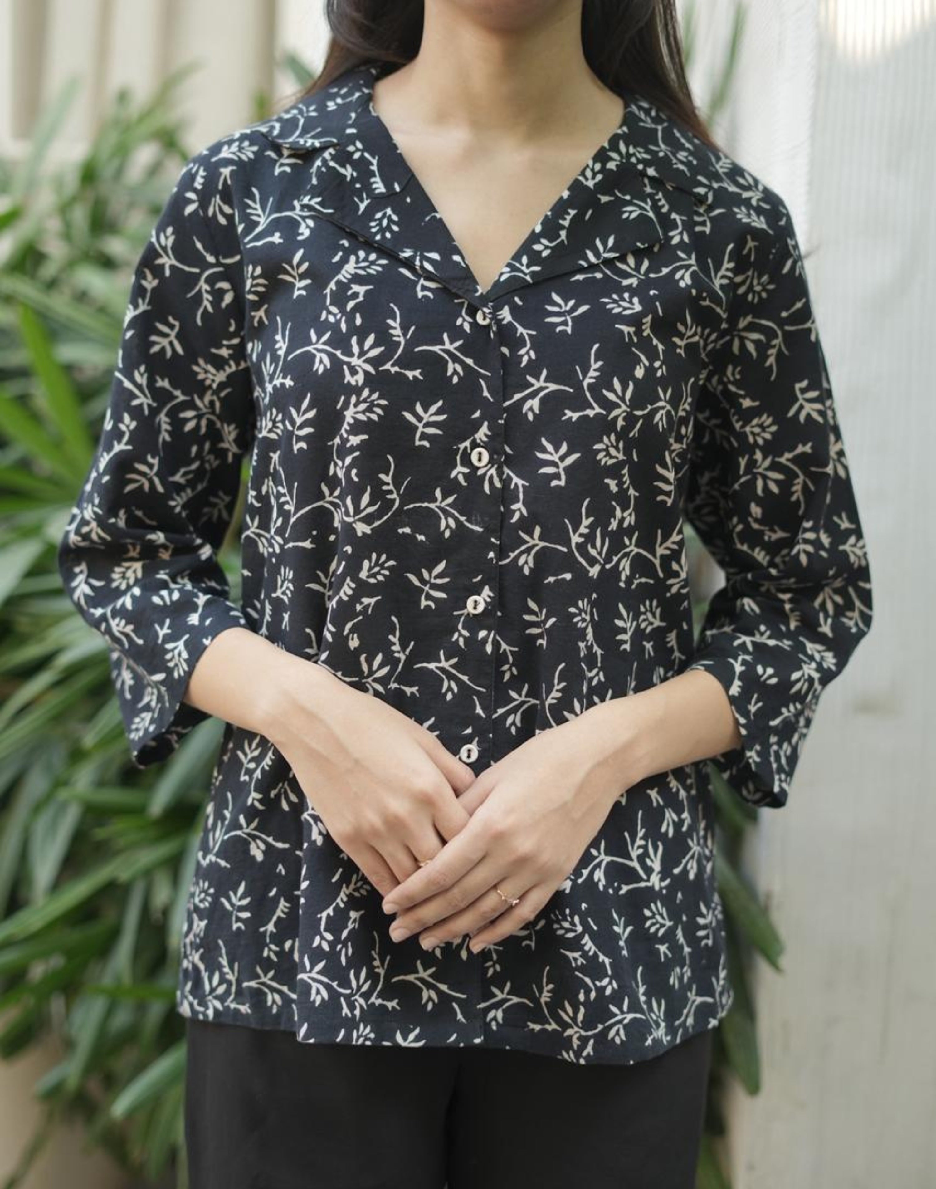 Black Shirt - Hand Block Print