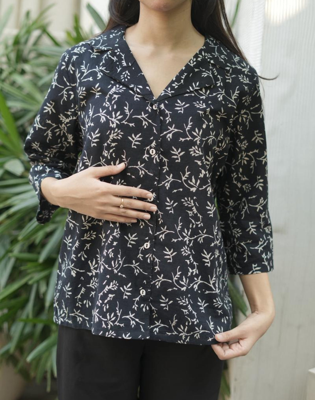 Black Shirt - Hand Block Print