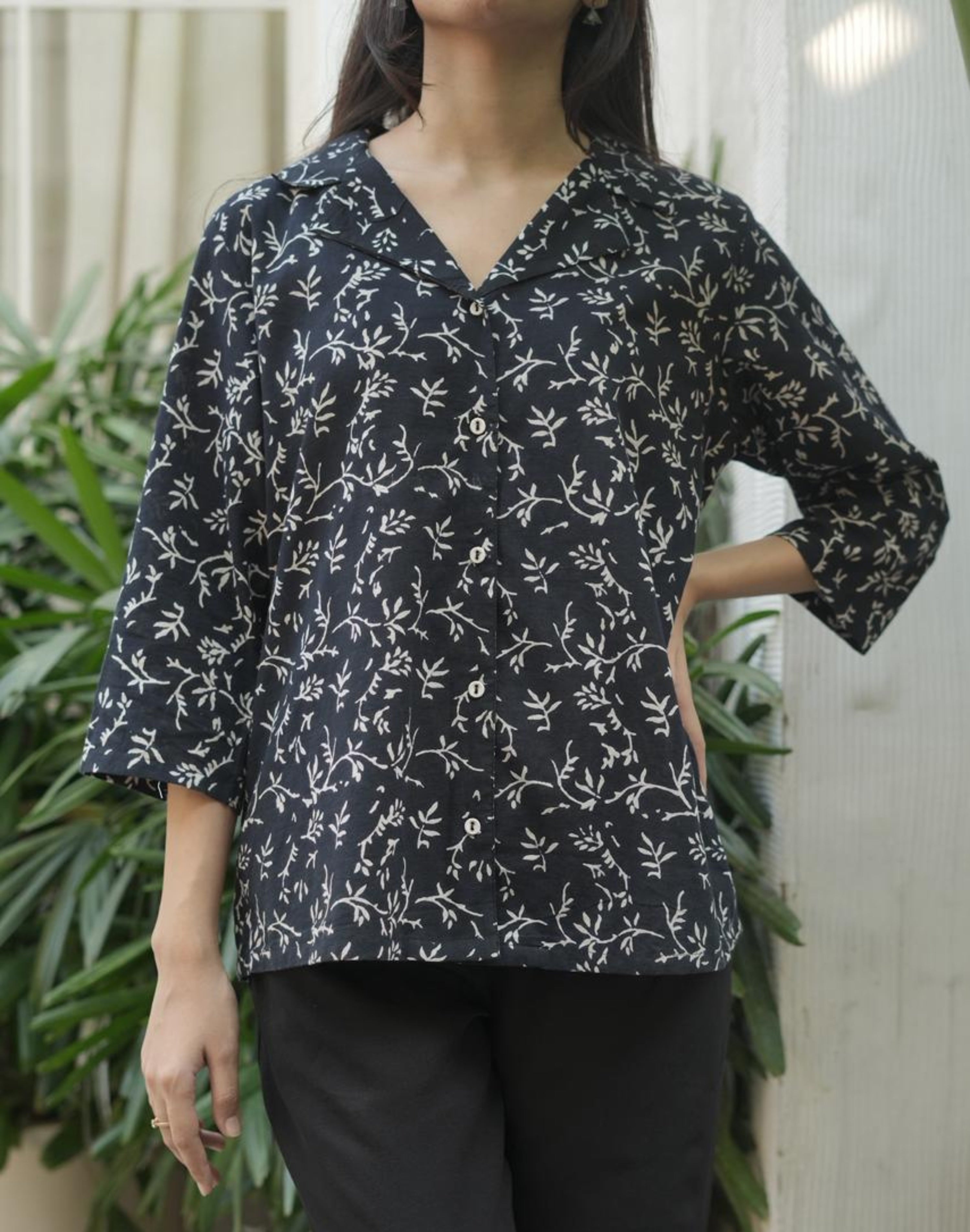 Black Shirt - Hand Block Print