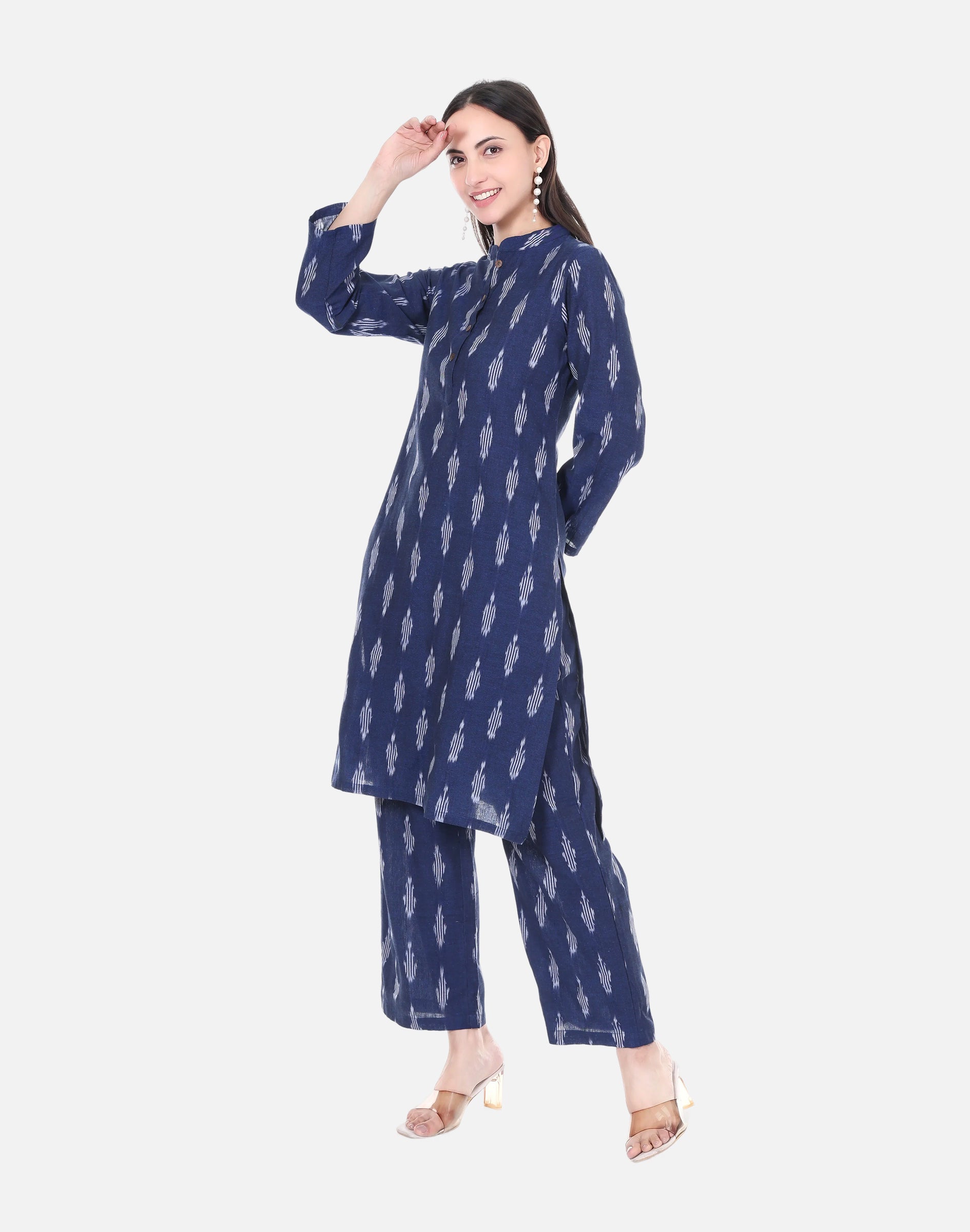 Indigo Blue Ikat Cotton Coord Set