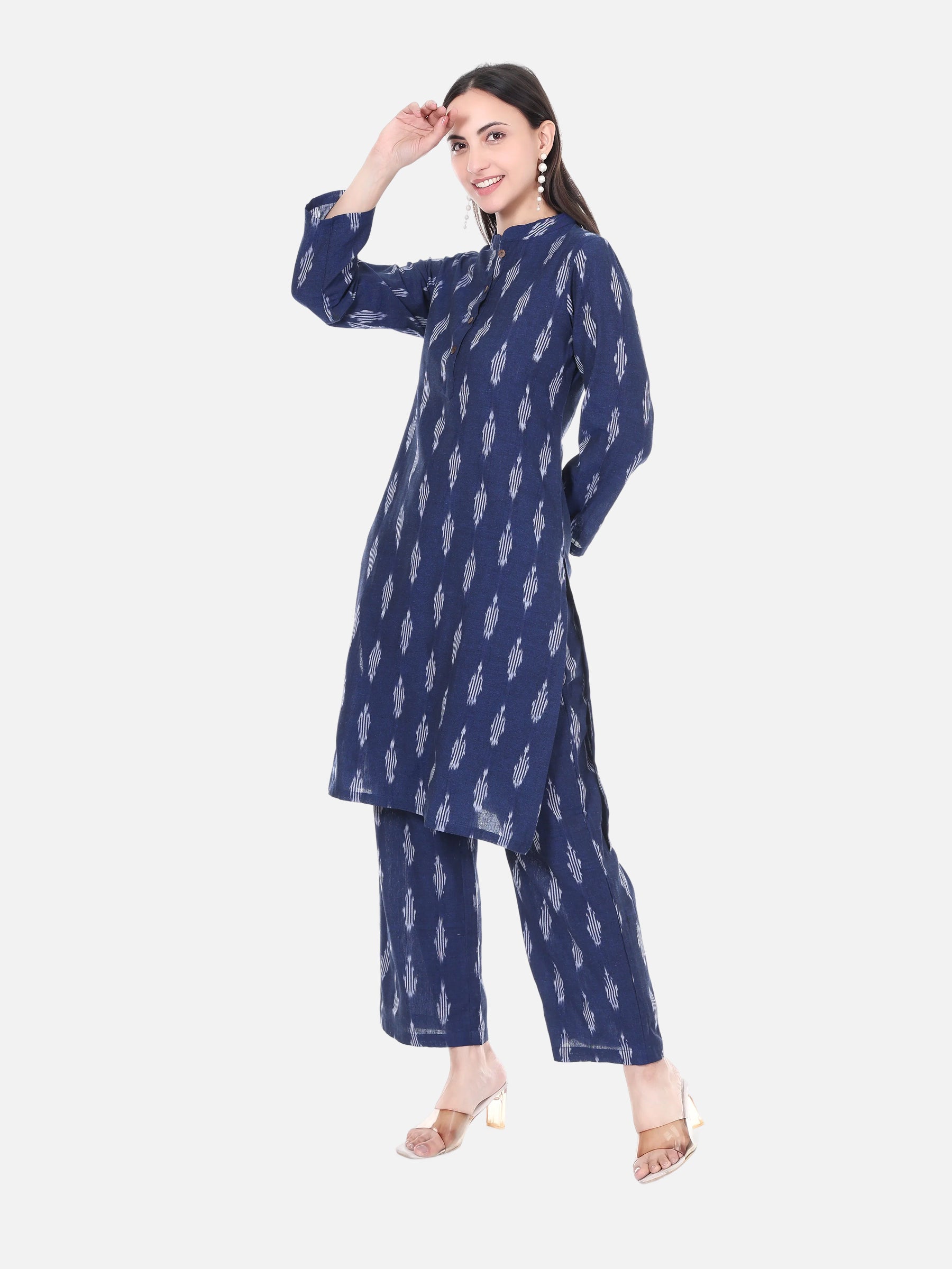 Indigo Blue Ikat Cotton Coord Set