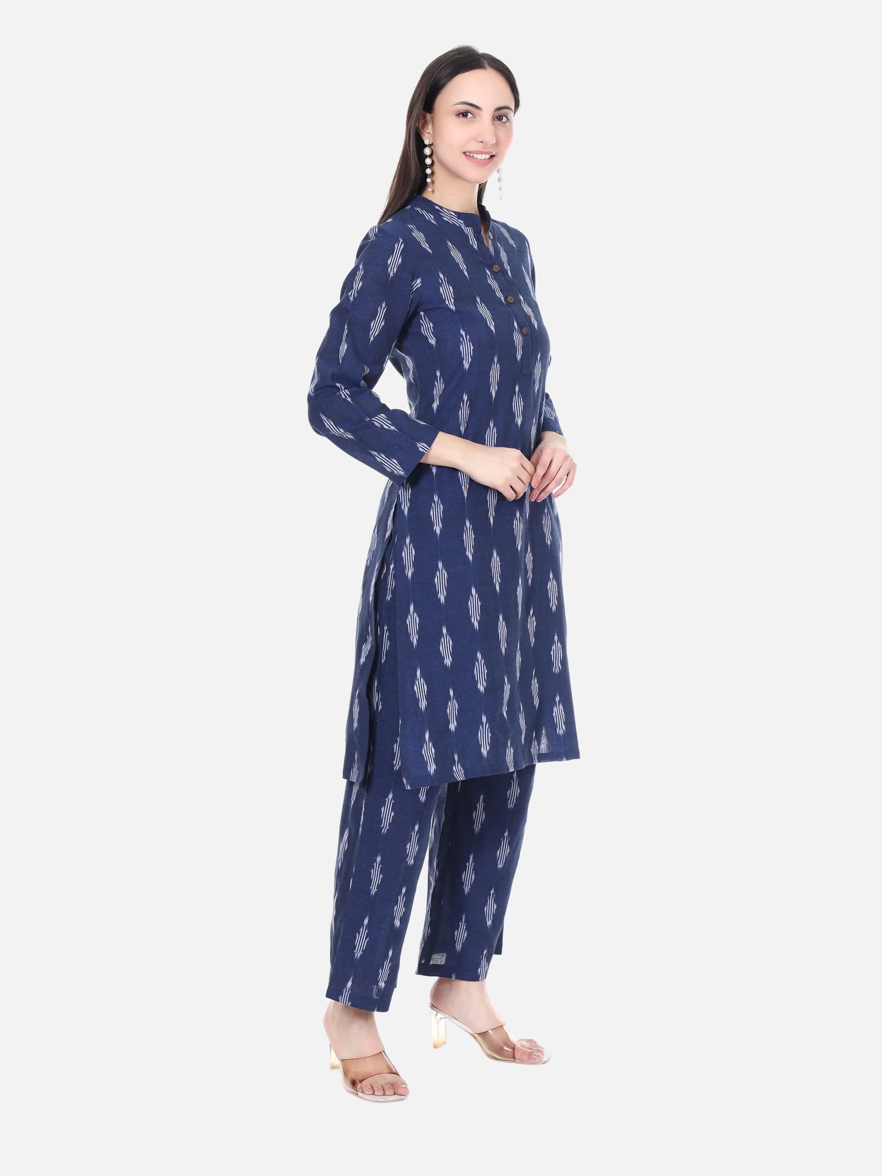 Indigo Blue Ikat Cotton Coord Set