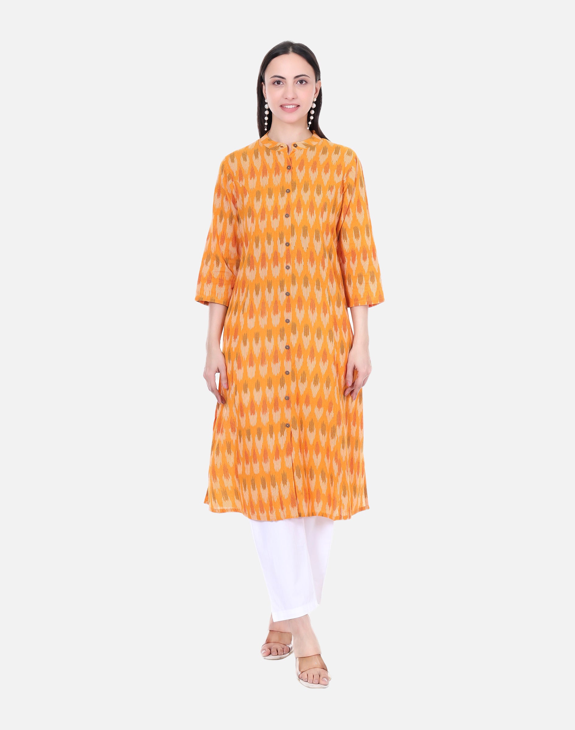 Orange Ikat Long Kurta