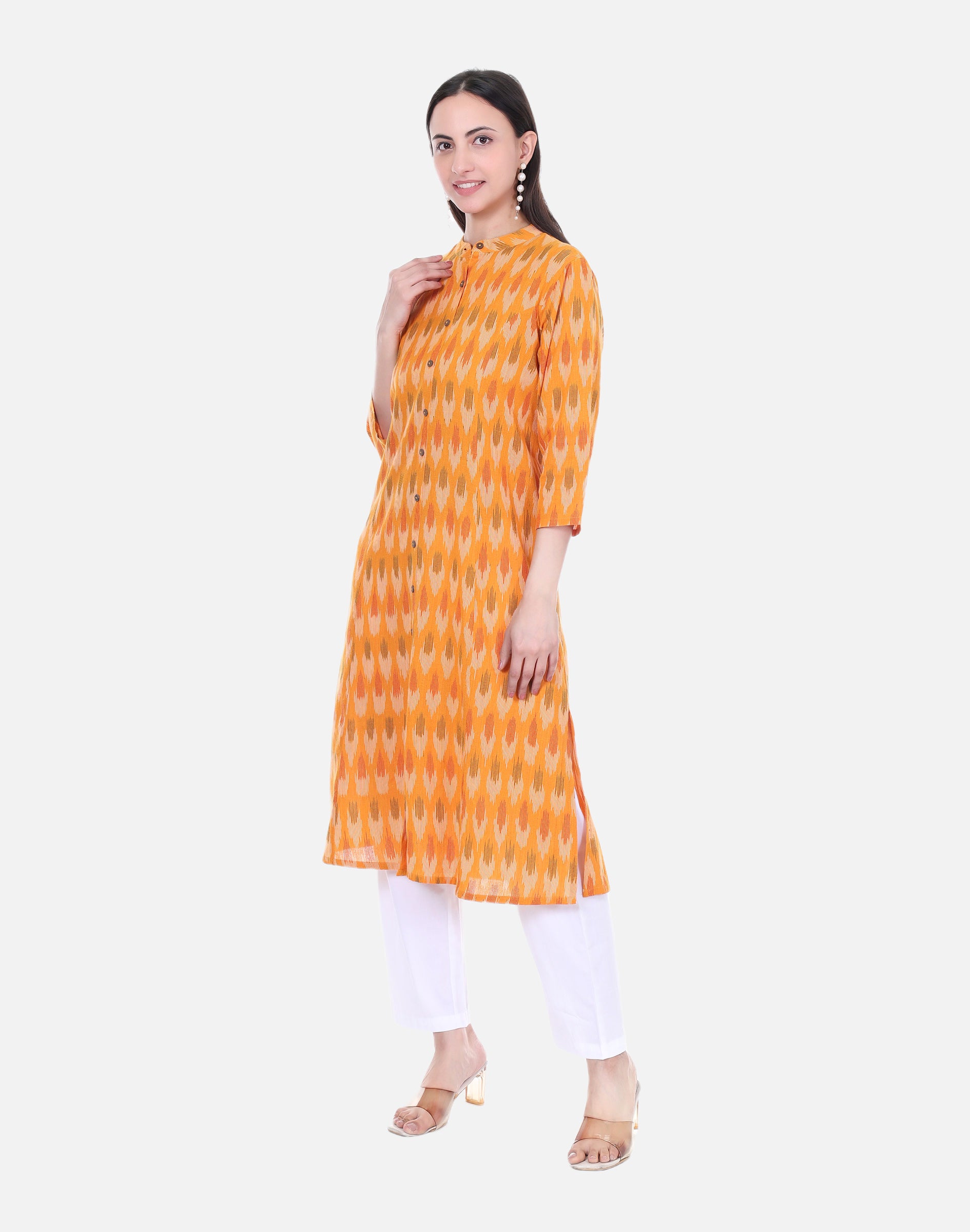 Orange Ikat Long Kurta
