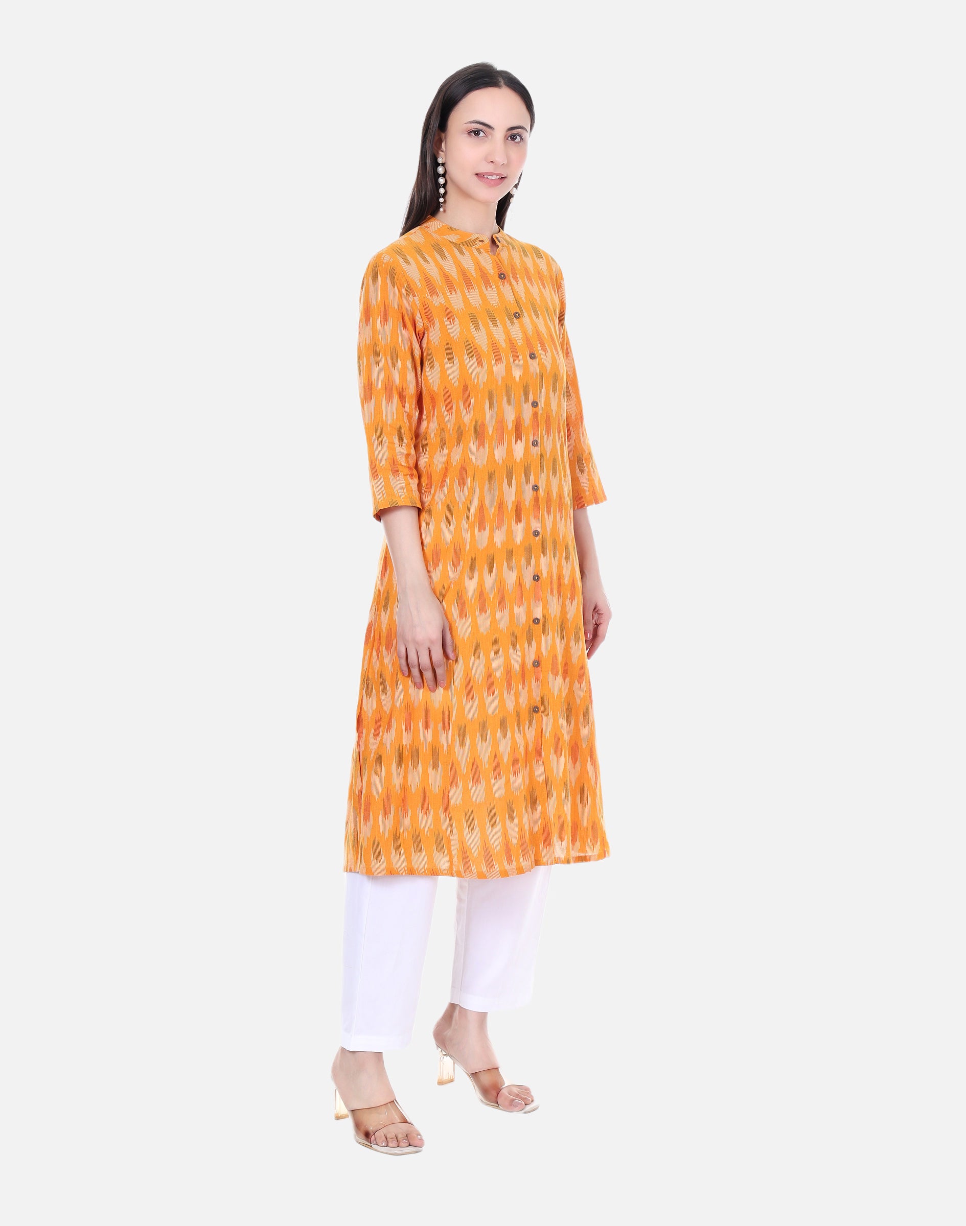 Orange Ikat Long Kurta