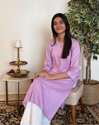 Purple Polka Dot Pintex Kurta