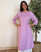 Purple Polka Dot Pintex Kurta