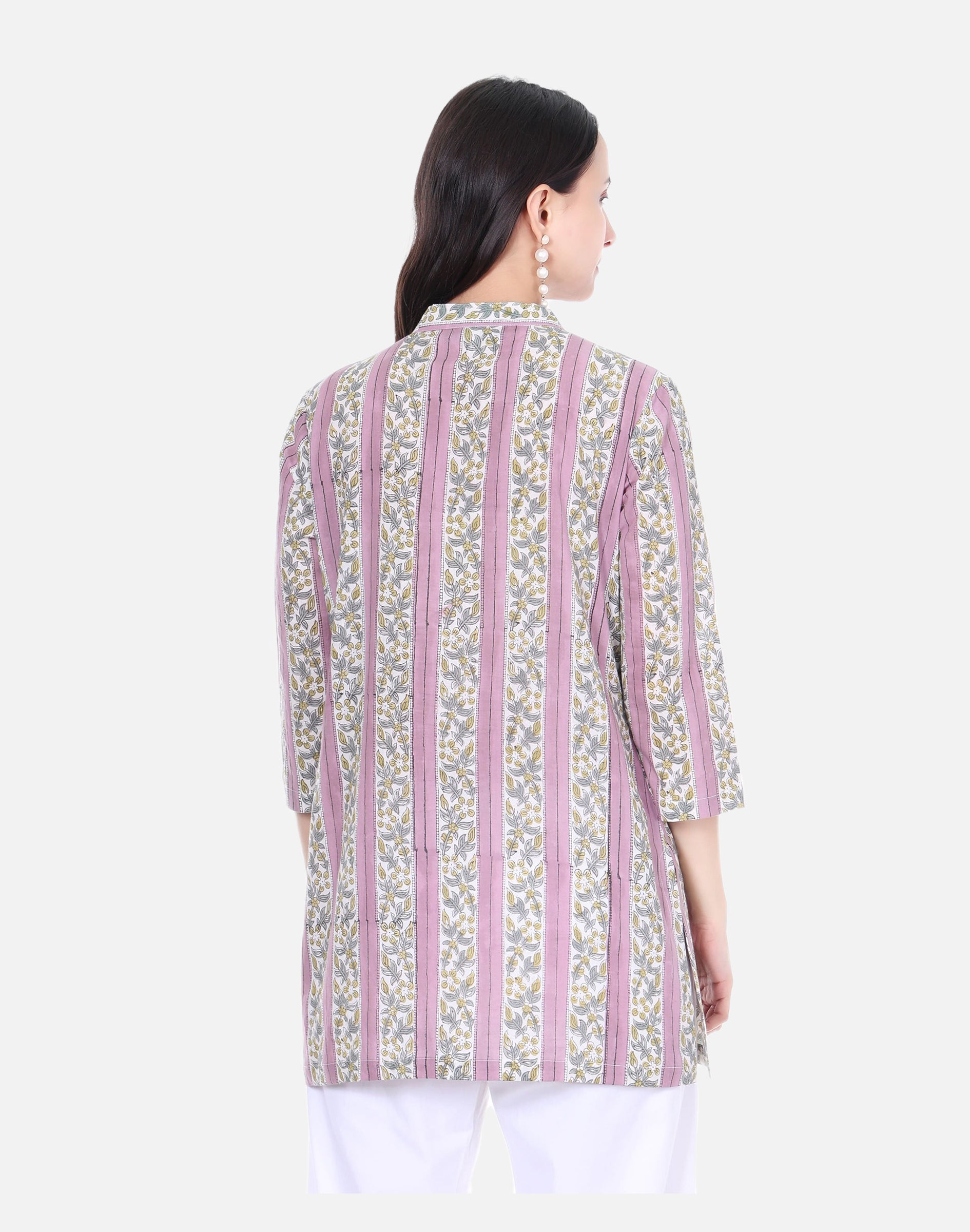 Mauve Hand Block Printed Short Kurta