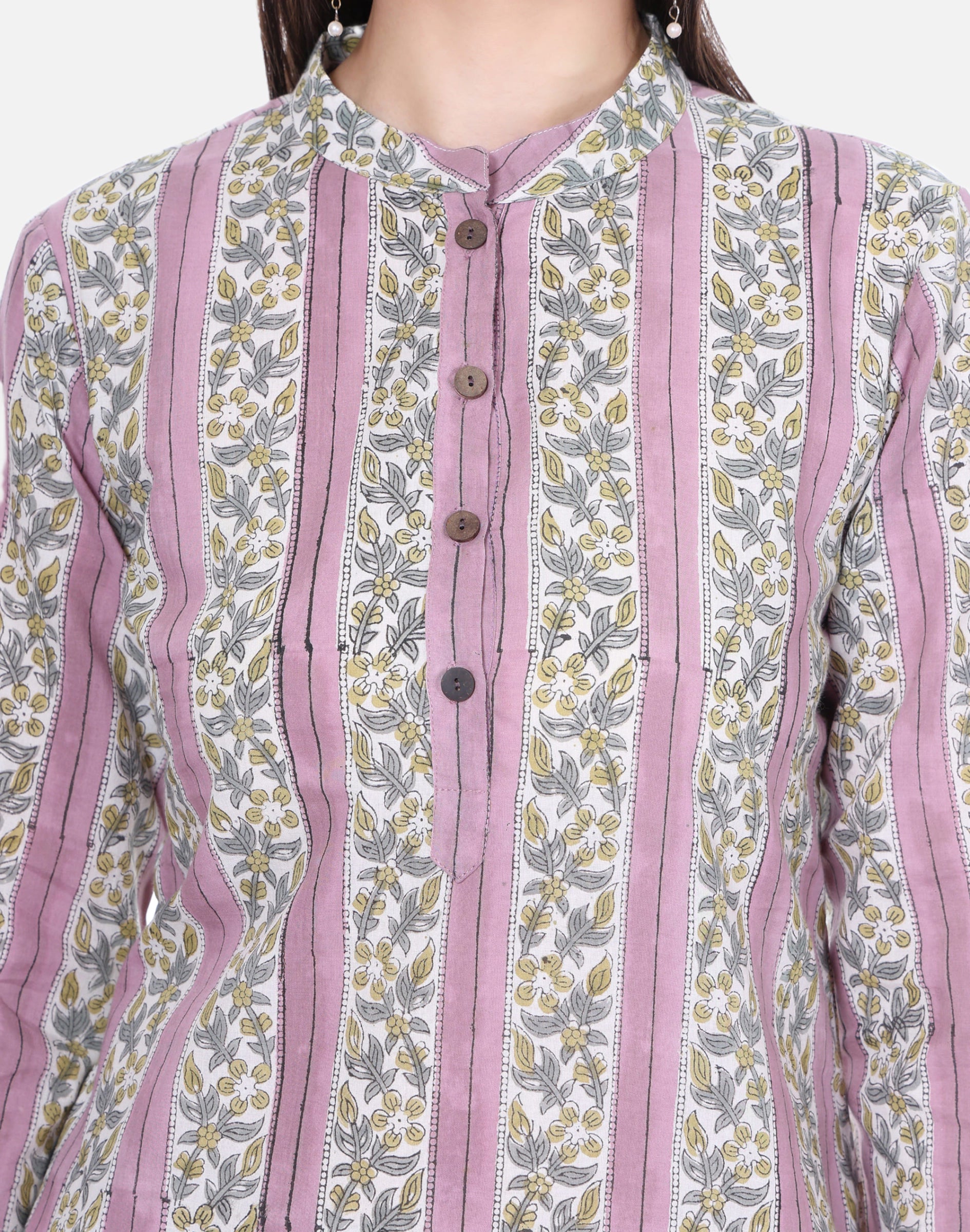 Mauve Hand Block Printed Short Kurta