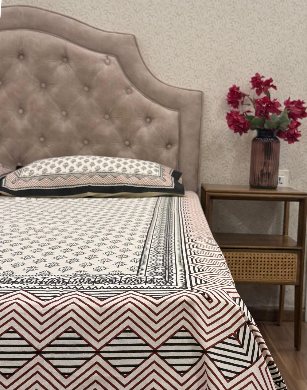 Rust Reverie – Hand Block Printed Cotton Bedsheet